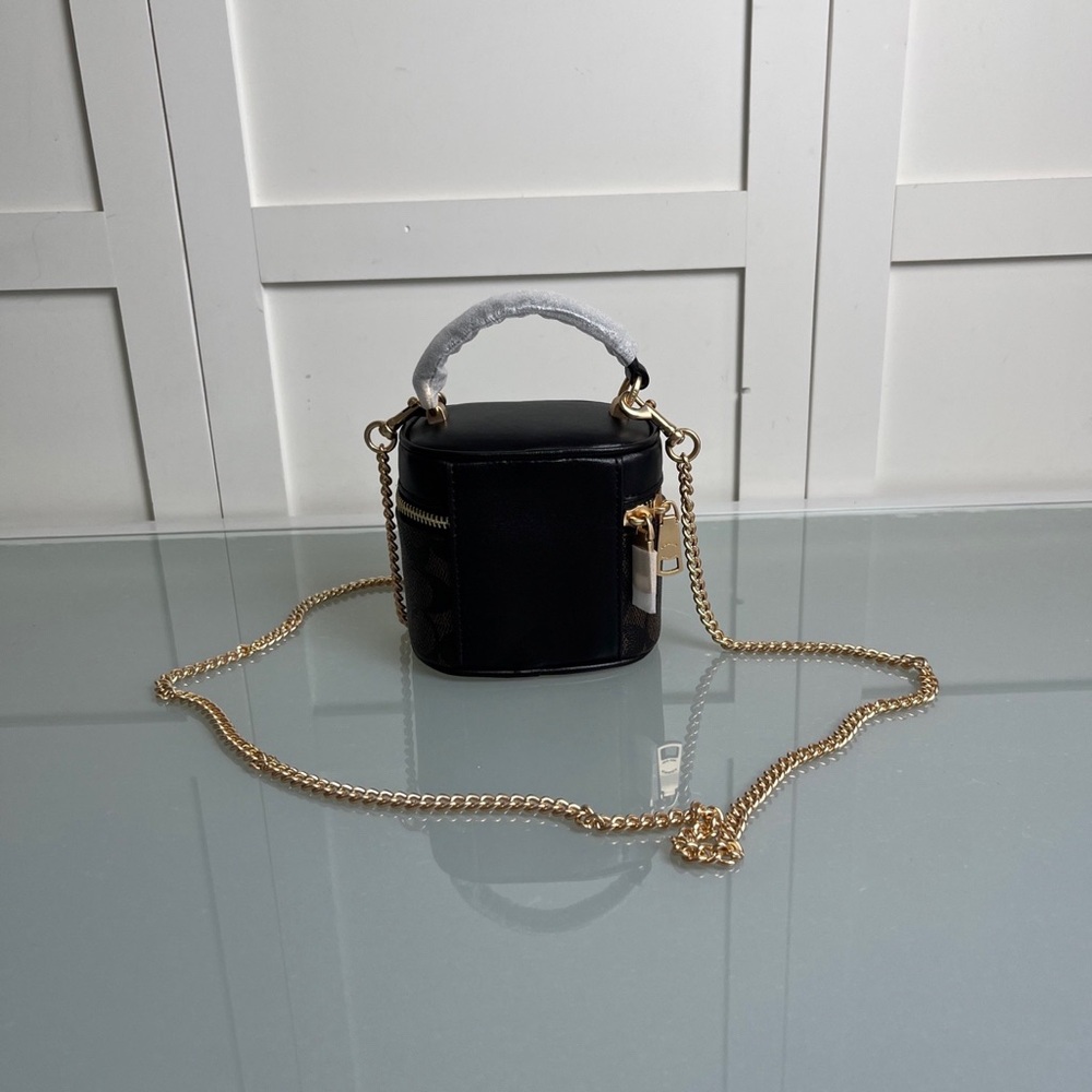 Coach Brown/Black Signature Mini Vanity Crossbody with Gold Chain - Picture 5 of 8